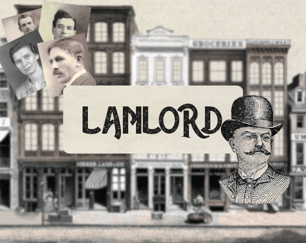 Landlord cover art — a vintage collage of tenants and shopfronts